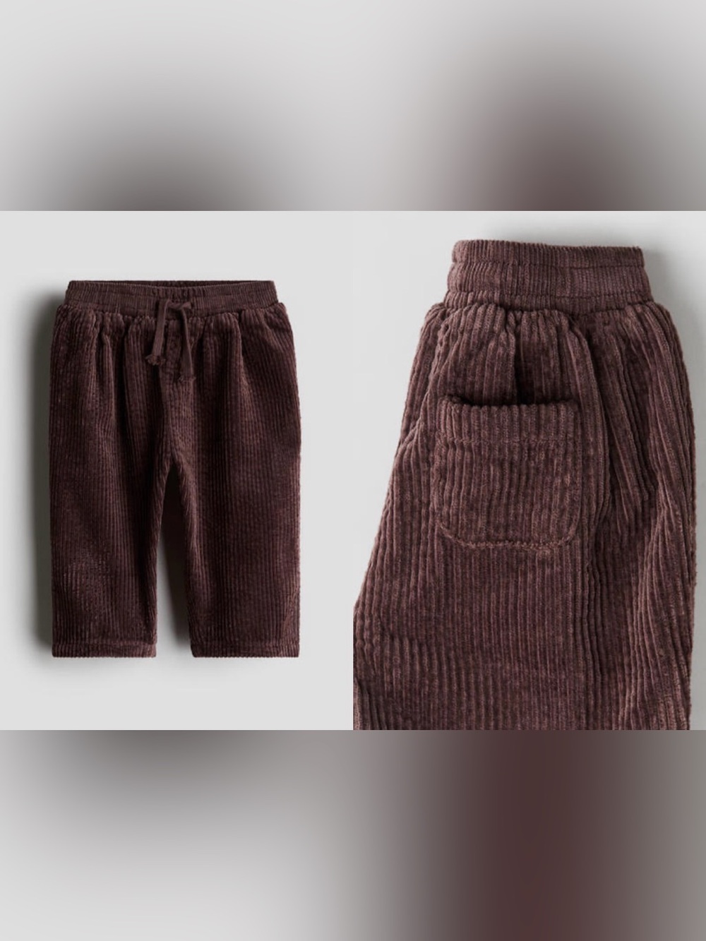 H&M COTTON CORDUROY JOGGERS, brown 18-24 months